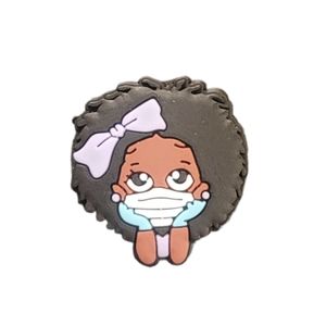 NEW Little Black Girl With Mask Croc Charm